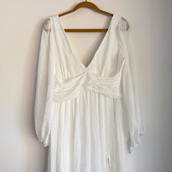 NWT Lulus Enchant My Love White V-Neck Long Sleeve Maxi Dress Size XL - Picture 6 of 9